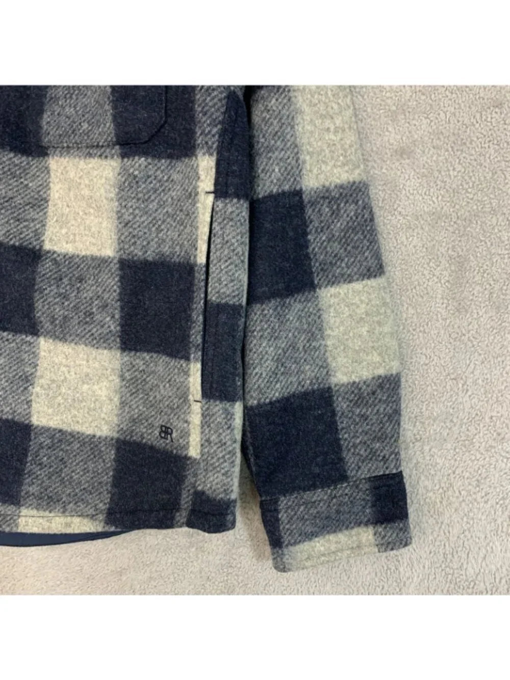 NWT Banana Republic Men's M Wool Blend Navy & Gray Heritage Shirt Jacket Plaid